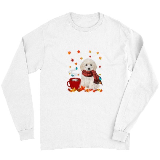 Poodles Fall Hot Chocolate White Toy Poodle 400 Poodle dog Long Sleeves
