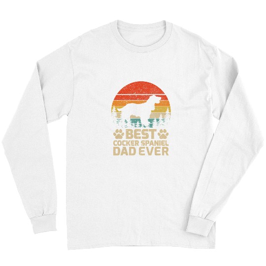 Dog Cocker Spaniel Mens Retro vintages bests Cocker Spaniel Dad Ever Fathers Day Long Sleeves