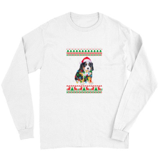 Ugly Sweater Christmas Lights Bernese Mountain Dog Lover Long Sleeves
