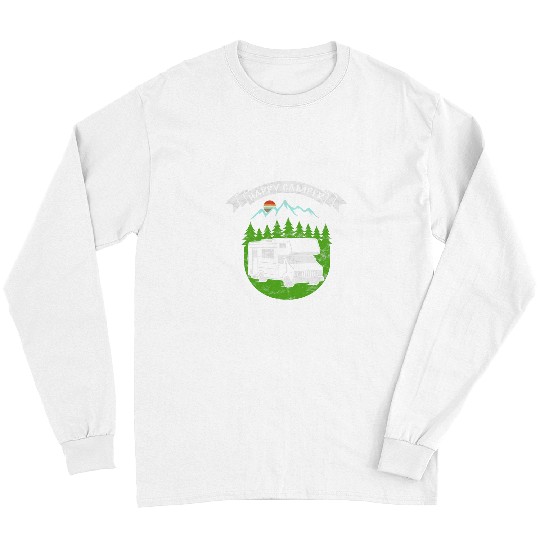 Retro Sunset RV Happy Camper Camping Long Sleeves