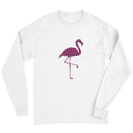 Pink Flamingo Fa La La Mingo Flamingo Christmas Pink Plaid Women Flamingos Long Sleeves