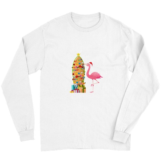 Pink Flamingo Christmas gift merry christmas mele kalikimaka Flamingos Long Sleeves