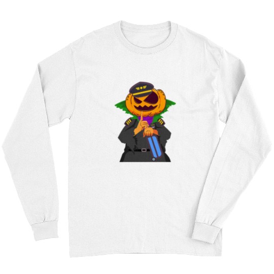 Pumpkin Scary Pilot Witch Halloween Costume Funny Long Sleeves