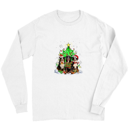 Santa Bernese Mountain Dog Squad Christmas Tree Lights Long Sleeves