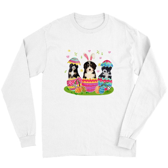 Three Bunny Bernedoodle Inside Easter Egg Happy Easter Long Sleeves