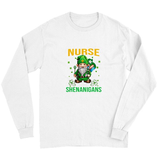 nursess love shenanigans gnome stethoscope st patricks day Long Sleeves