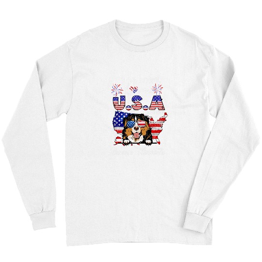 This Girl Loves USA Her Dog 4th of July Bernese Mountain Dog Long Sleeves