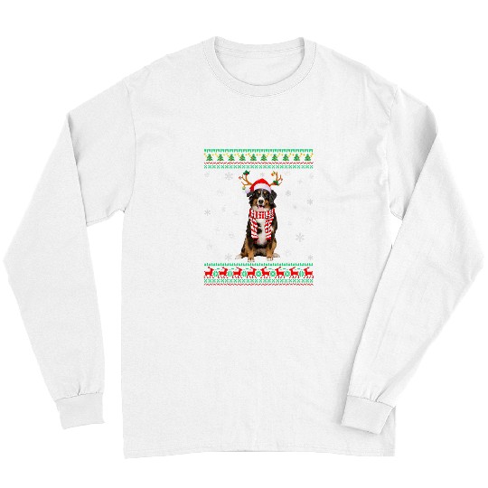Ugly Sweater Christmas Bernese Mountain Dog Santa Reindeer Long Sleeves