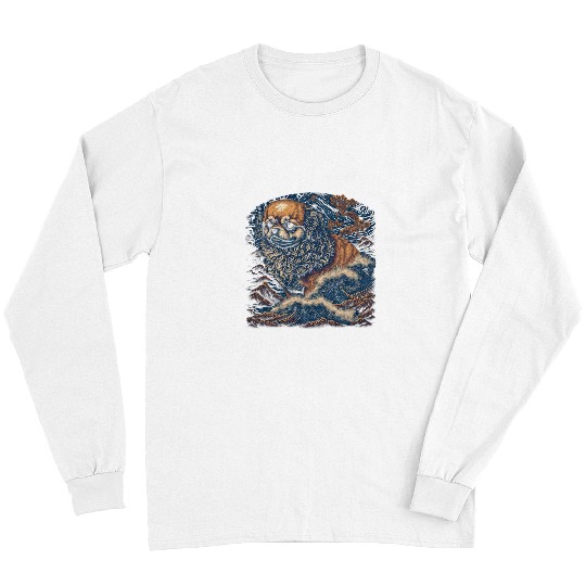 Surrealism Japanese Painting Tibetan Spaniel dog Long Sleeves
