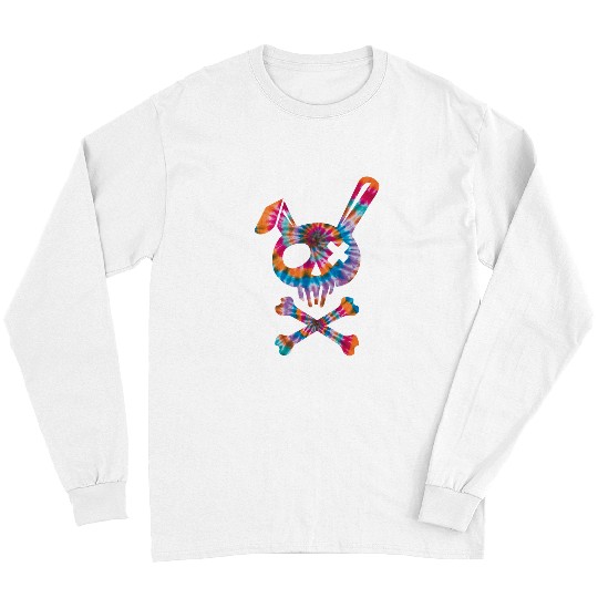 Skeletons Skulls Scary Skull And Crossbones Bad Rabbit Horror Bunny Tie Dye 1 Skull Long Sleeves