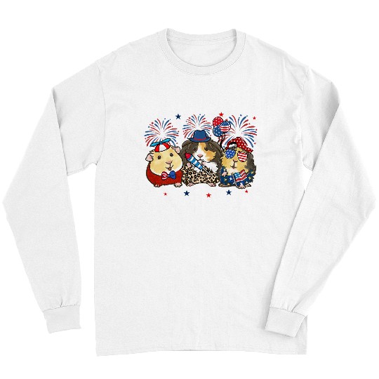 Funny Guinea Pig American Flag Leopard Fireworks 4th Of July Long Sleeves