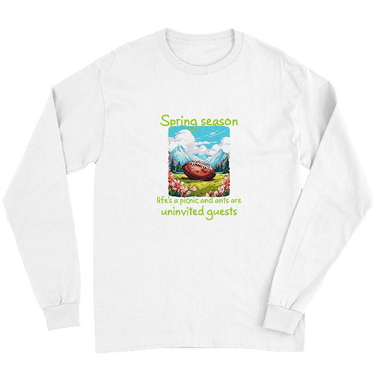 Funny Springtime picnic with ants and American football Long Sleeves
