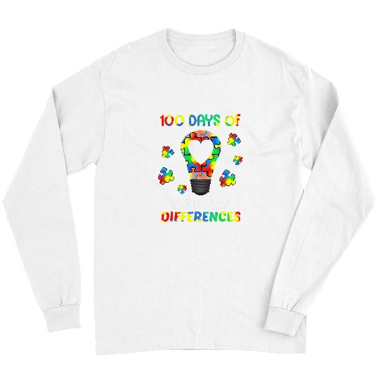 Autism 100 Days Of School IEP Autism Awareness Embrace Differences Neurodiverse Long Sleeves