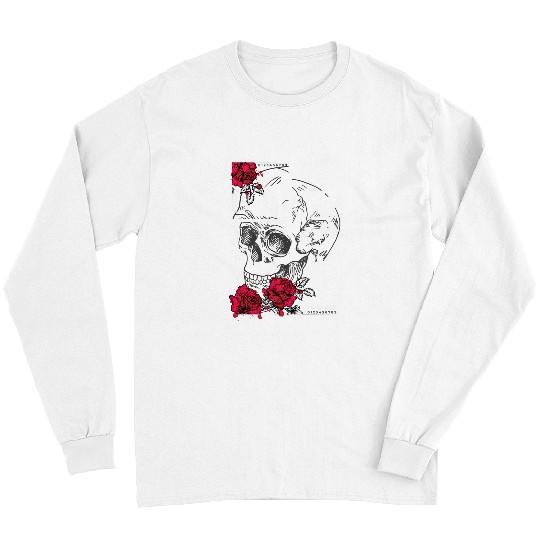 Skeletons Skulls Lover Skeletons Rose Black And White Skull And Roses Skull Long Sleeves