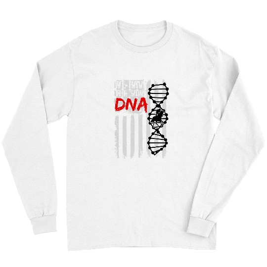 American USA Flag Horse Racing DNA 2Patriotic Horse Racer Long Sleeves