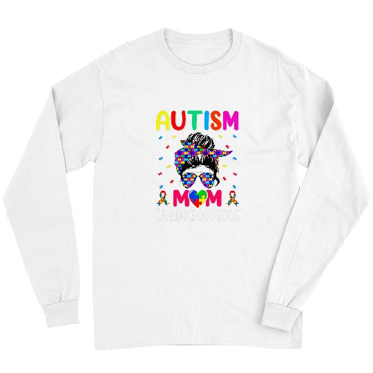Autism Awareness Day Mom Life Women Bleached Neurodiverse Long Sleeves