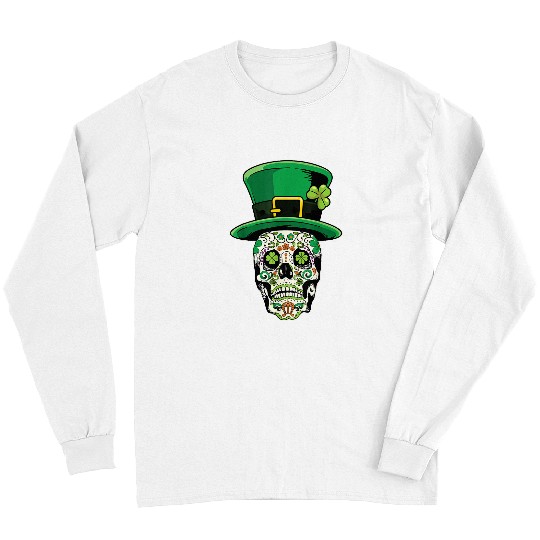 Skeletons Skulls Sugar Skull Saint Patricks Day of Deads Bones Skull Long Sleeves