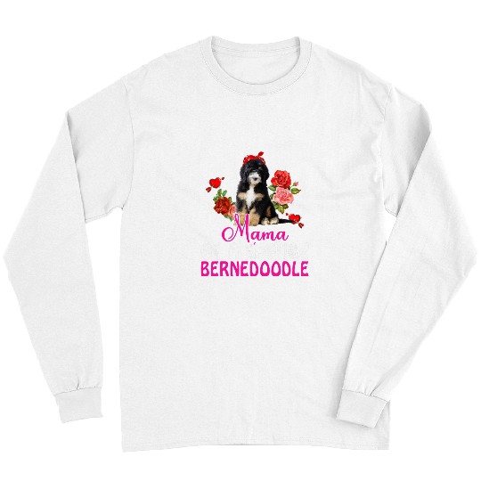 Mama Of A Spoiled Bernedoodle Cute Dog Bow Tie Flowers Long Sleeves
