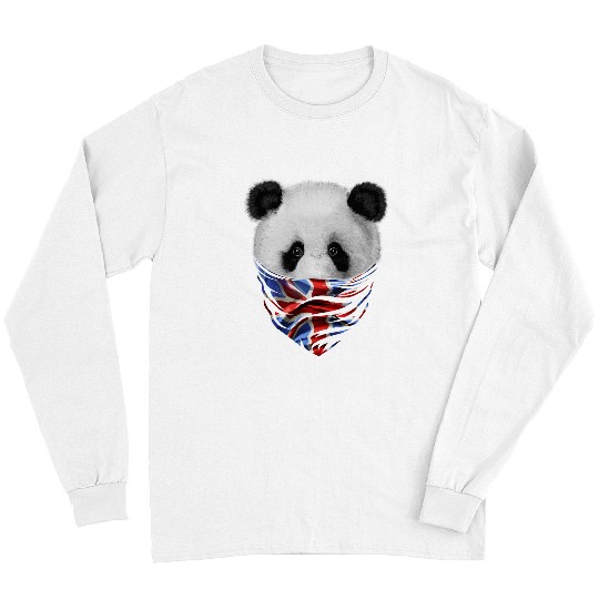 Funny Bear Patriot Giant Panda in British Union Jack Bandana Cute Bears Long Sleeves