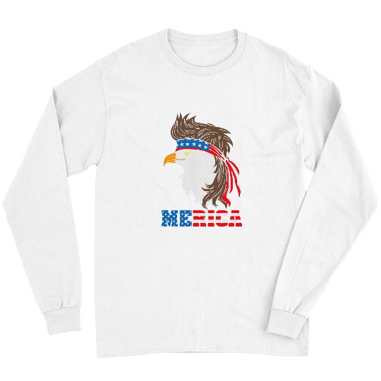 america patriotic bald eagle with mulle, july 4tht Long Sleeves