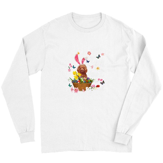 Poodles Happy Easter Day Easter Colorful Egg Hunt Poodle dog Long Sleeves