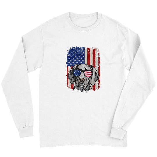 American Flag Weimaraner Long Sleeves