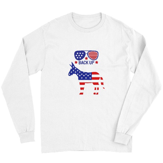 Back Up Funny Patriotic Jack asss USA Flag Donkey Men Women Long Sleeves