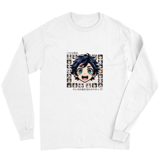 Anime Boy with Surprised Expression Long Sleeves