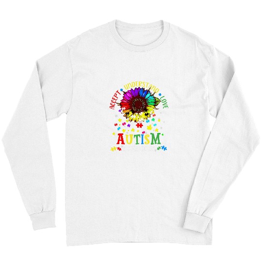 Autism Accept Understand Love Puzzle Autism Sunflower Neurodiverse Long Sleeves