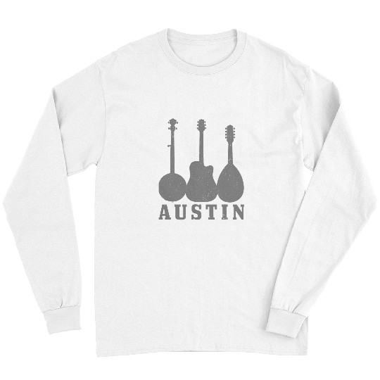 Funny Guitar Austin Texas Guitar Player Country Music Blues Folk Banjo Long Sleeves