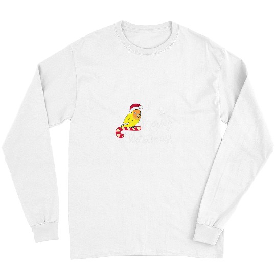 Chubby Blue Yellow Macaw Parrot Merry Christmas Kawaii Long Sleeves