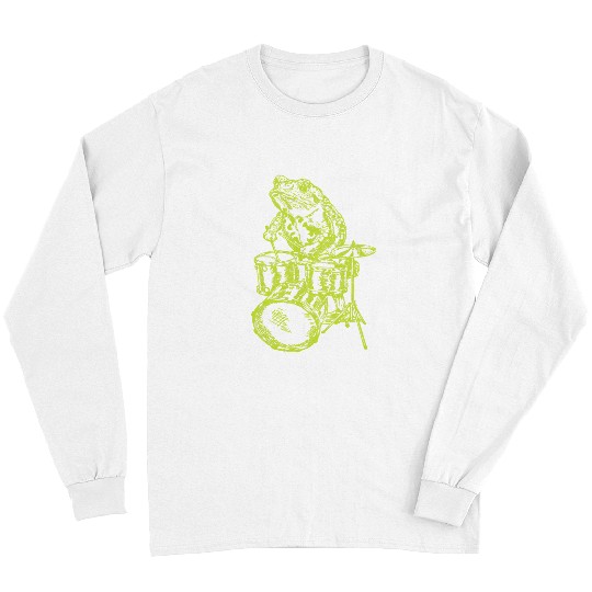 Funny Drummer Frog Gift SEEMBO Frog Playing Drums Drummer Drumming Musician 2 Long Sleeves