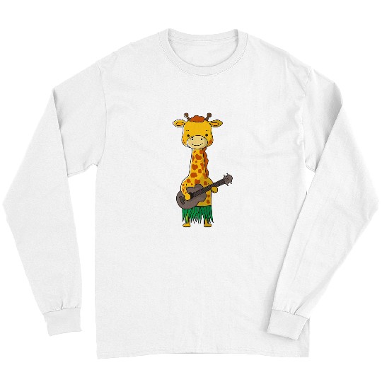 Funny Ukulele Giraffe Gift Ukulele Luau Cute Funny Hawaii Zoo Animal Gift Long Sleeves
