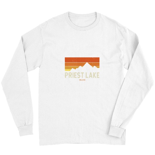 vintages Priest Lake Idaho Mountains Hiking Sunset Retro Long Sleeves