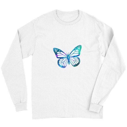 Funny Violin Cyan Blue Violet teal butterfly For butterflies Lovers Long Sleeves