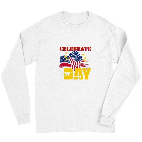 Celebrate Labor Day American Flag Worker Employee Pro Union Long Sleeves