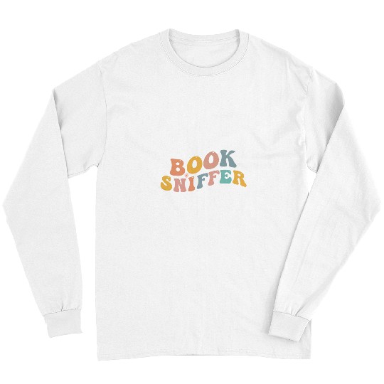 Book Sniffer Retro Funny Book Lover Reading Librarian 1970s Long Sleeves
