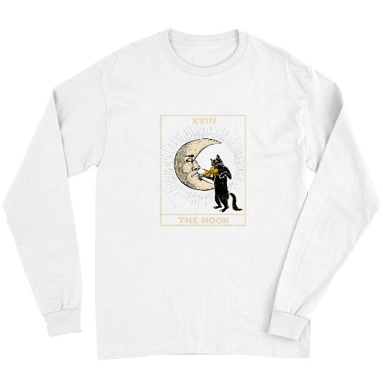 Funny Violin The Moon black cats Playing Violin Goth Halloween Tarot Card Long Sleeves
