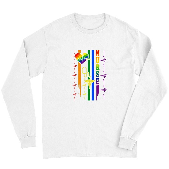 Funny nurses Tee LGBT Gay Pride Flag Registered Women Long Sleeves