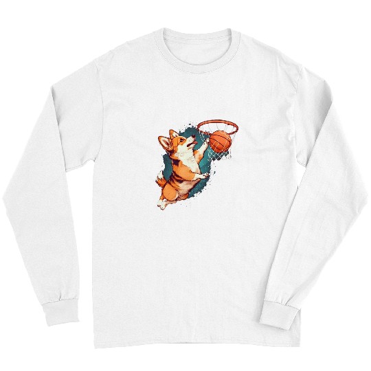 Funny Basketball Corgi puppy Corgi Basketball for Pet Lovers Women men Kids 1 Long Sleeves