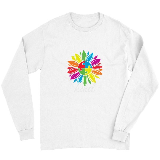 Autism Kind Sunflower Puzzle Pieces Neurodiverse Long Sleeves