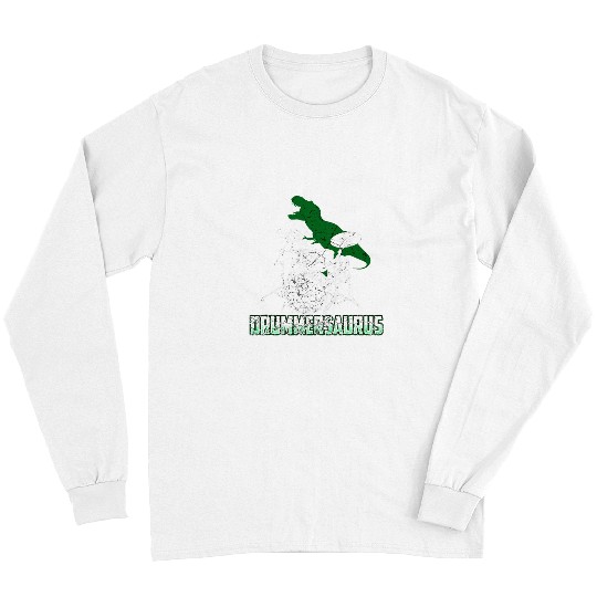 Funny Drummer Kit Dinosaur Dino TRex Funny Kids Long Sleeves