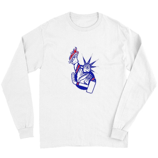Sport Hockey NY Ice Hockey Statue of Liberty New York Goalie Save Logo Long Sleeves
