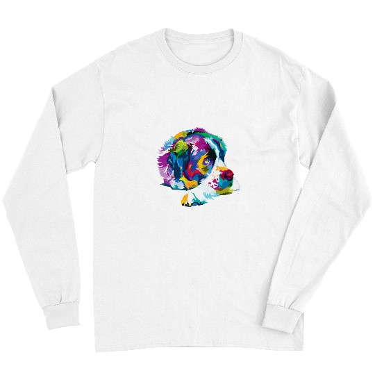 Dog Saint Bernard Colorful Saint bernard Cute Geometric Dog pop art syle Gift Long Sleeves