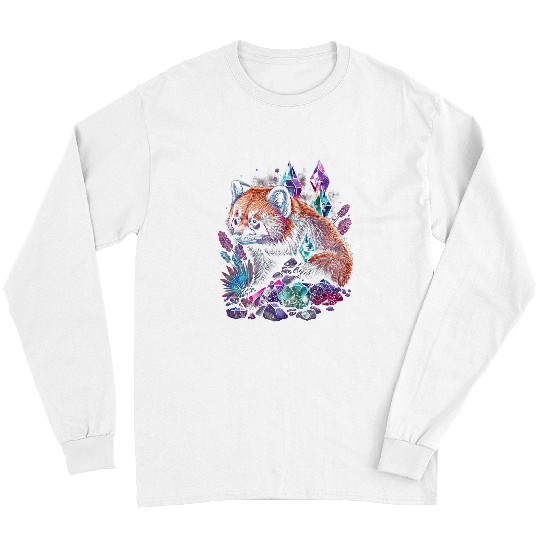 Funny Bear Esoteric Red Panda Pet Art Crystals Cute Illustration Design 2 Cute Bears Long Sleeves