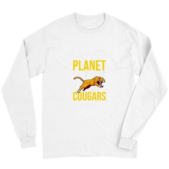 Cougar Mountain Lion Animal Cat Head Funny Cute Wildcat Long Sleeves