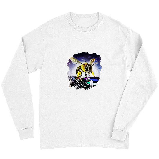 Bee DJ Record Techno Music Cool Beekeeper Bees 2 Long Sleeves