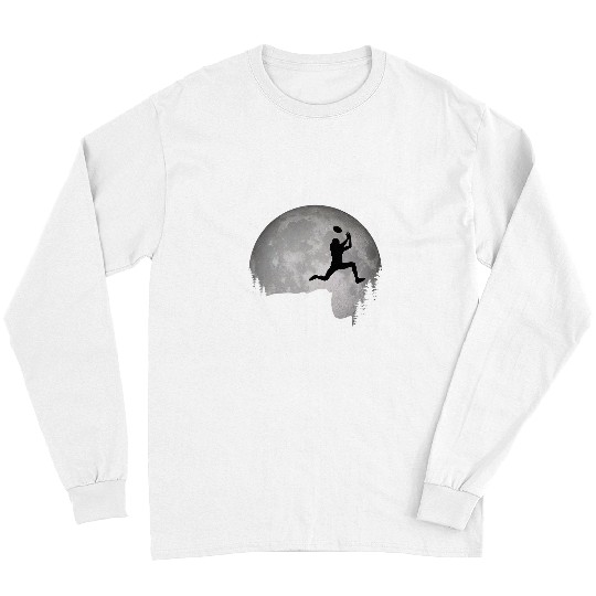 Sport American Football Astronauts Cool American Football Retro Silhouette Space Sunset Moon Long Sleeves