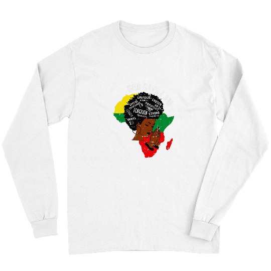 god says i am strong afro woman black history month Long Sleeves