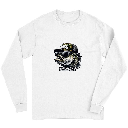 Big Mouth Bass Fish Frenzy Dad Trucker Hat Fishing Fisherman Long Sleeves